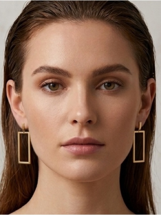 Jewelry - Geometric Grace Gold Rectangular Drop Earrings